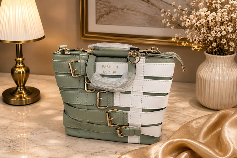 White And Gray Fashion Hand bag