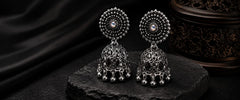 Aura by ZS Vintage Oxidized Jhumka Earrings