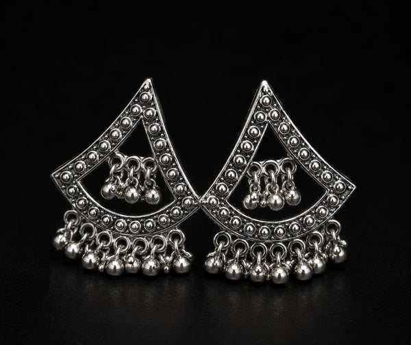Vintage Oxidized Silver Boho Dangle Earrings for Women