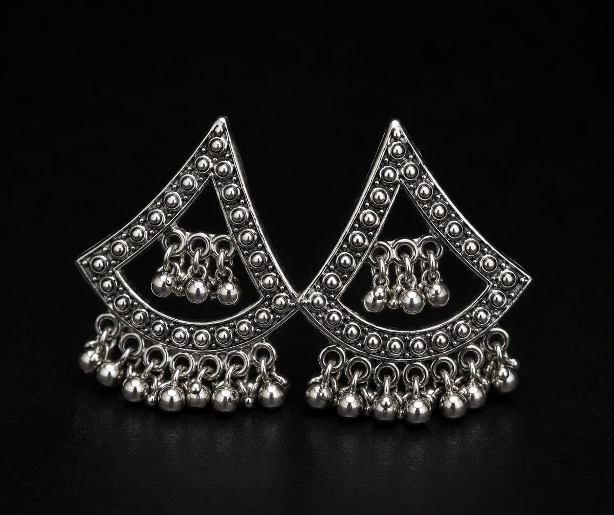 Vintage Oxidized Silver Boho Dangle Earrings for Women
