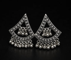 Vintage Oxidized Silver Boho Dangle Earrings for Women