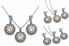 Luxury Crystal Flower Pendant Necklace & Earrings
