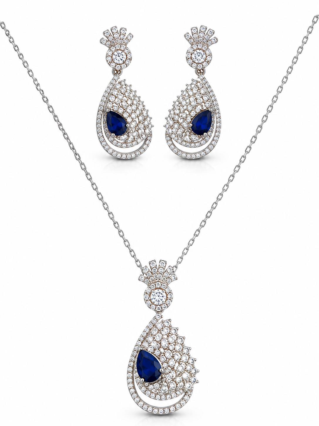 Royal Sapphire Crystal Jewelry Set for Women