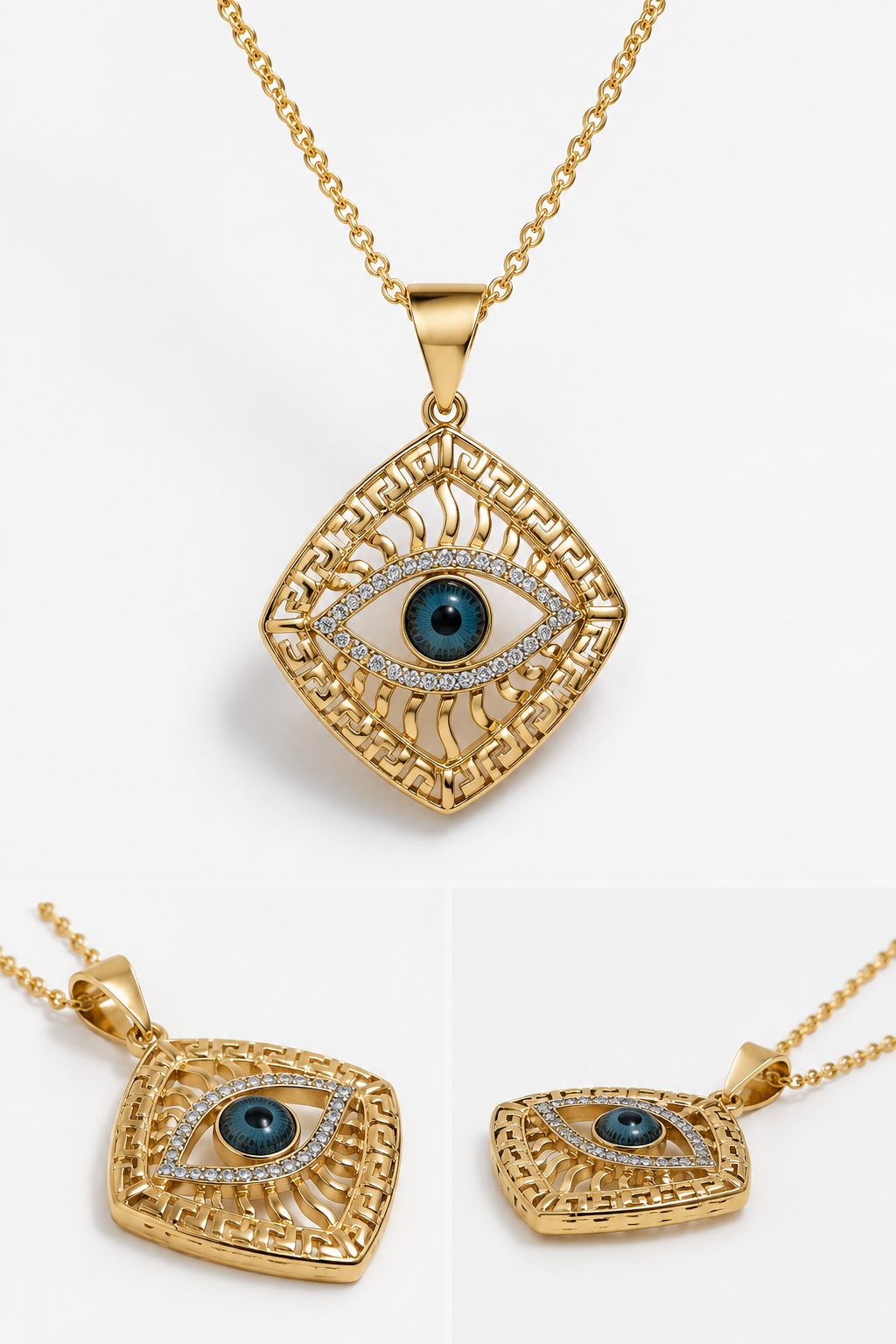 uxury Evil Eye Gold Pendant Necklace