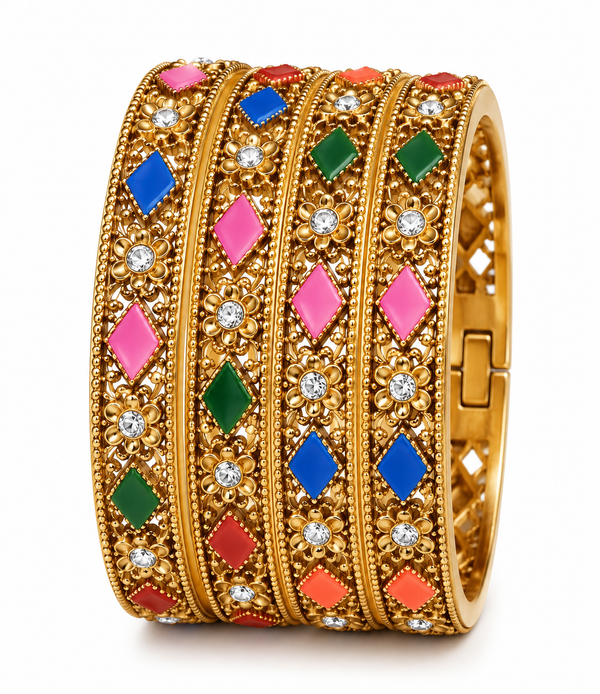 Premium Multicolor Traditional Bangles Set for Women